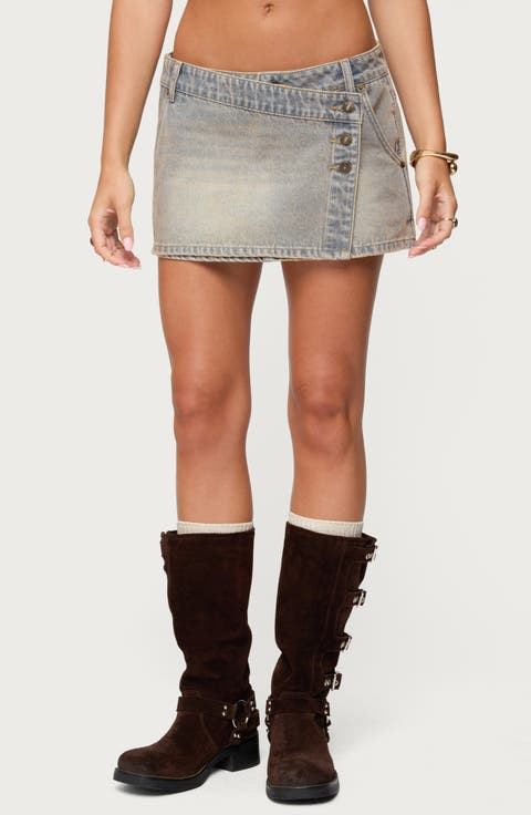 Mud Low Rise Wrap Denim Miniskort