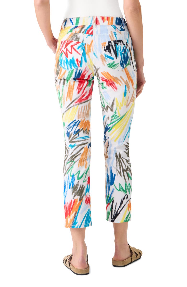 Akris punto Maru Scribble Print Tapered Leg Ankle Jeans, Alternate, color, Cream-Multi