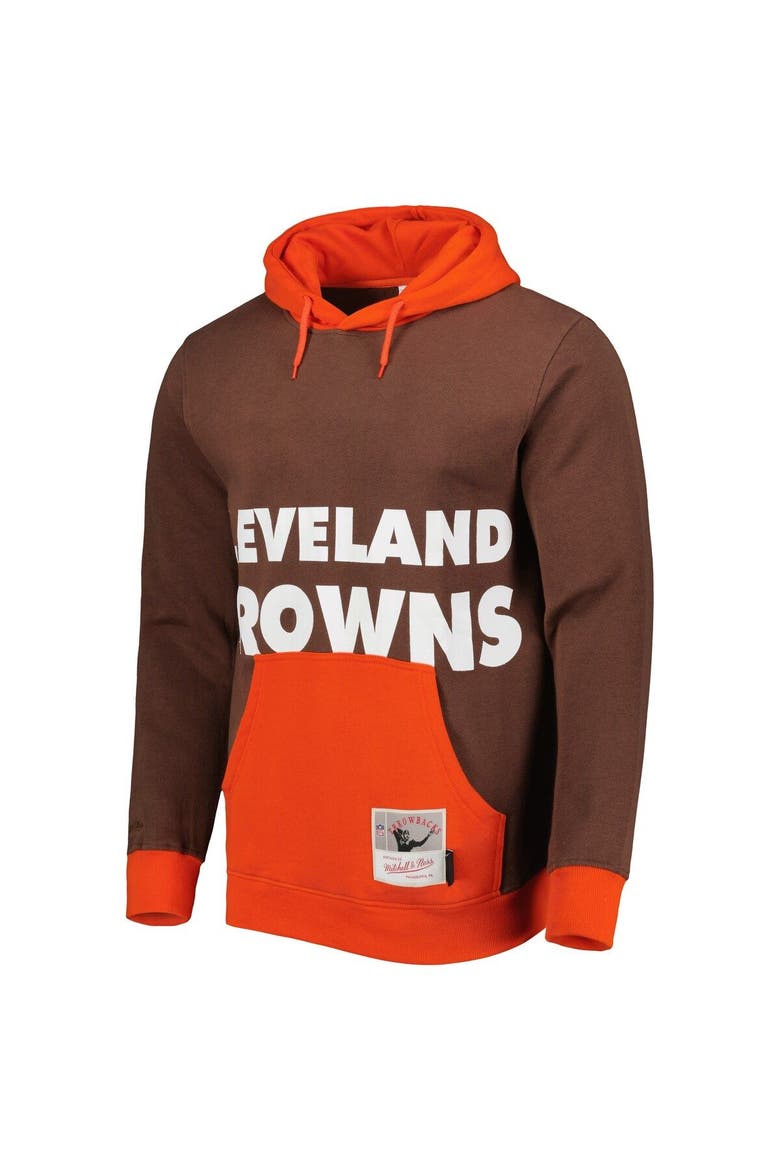 Men's Mitchell & Ness Brown Cleveland Browns Big Face 5.0 Pullover Hoodie, Alternate, color, Brown