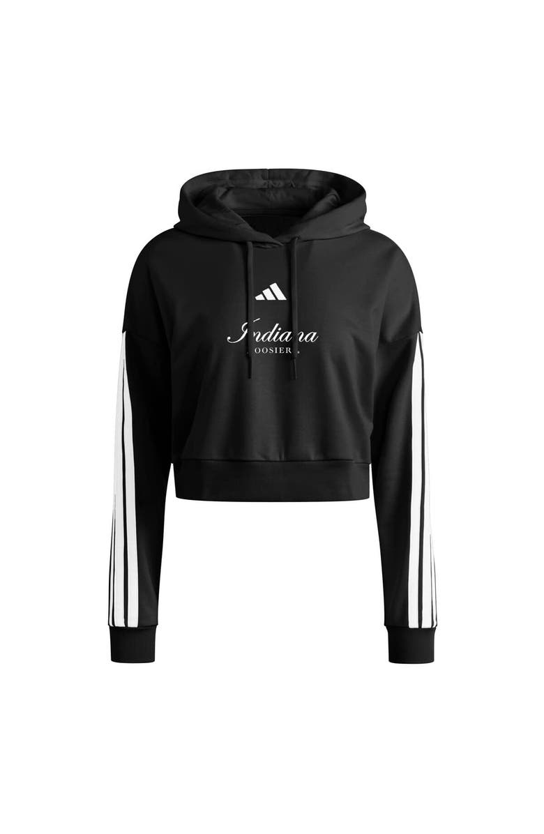 adidas Women's adidas Black Indiana Hoosiers Campus Queen Cropped Pullover Hoodie, Alternate, color, Black