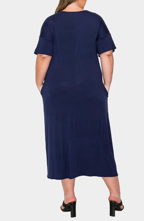 L I V D Olivia Short Sleeve Midi Dress In Blue