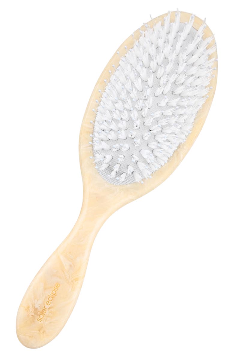 Solar Eclipse Hand Painted Swallowtail Amazing Hair Day Brush, Main, color, Cream