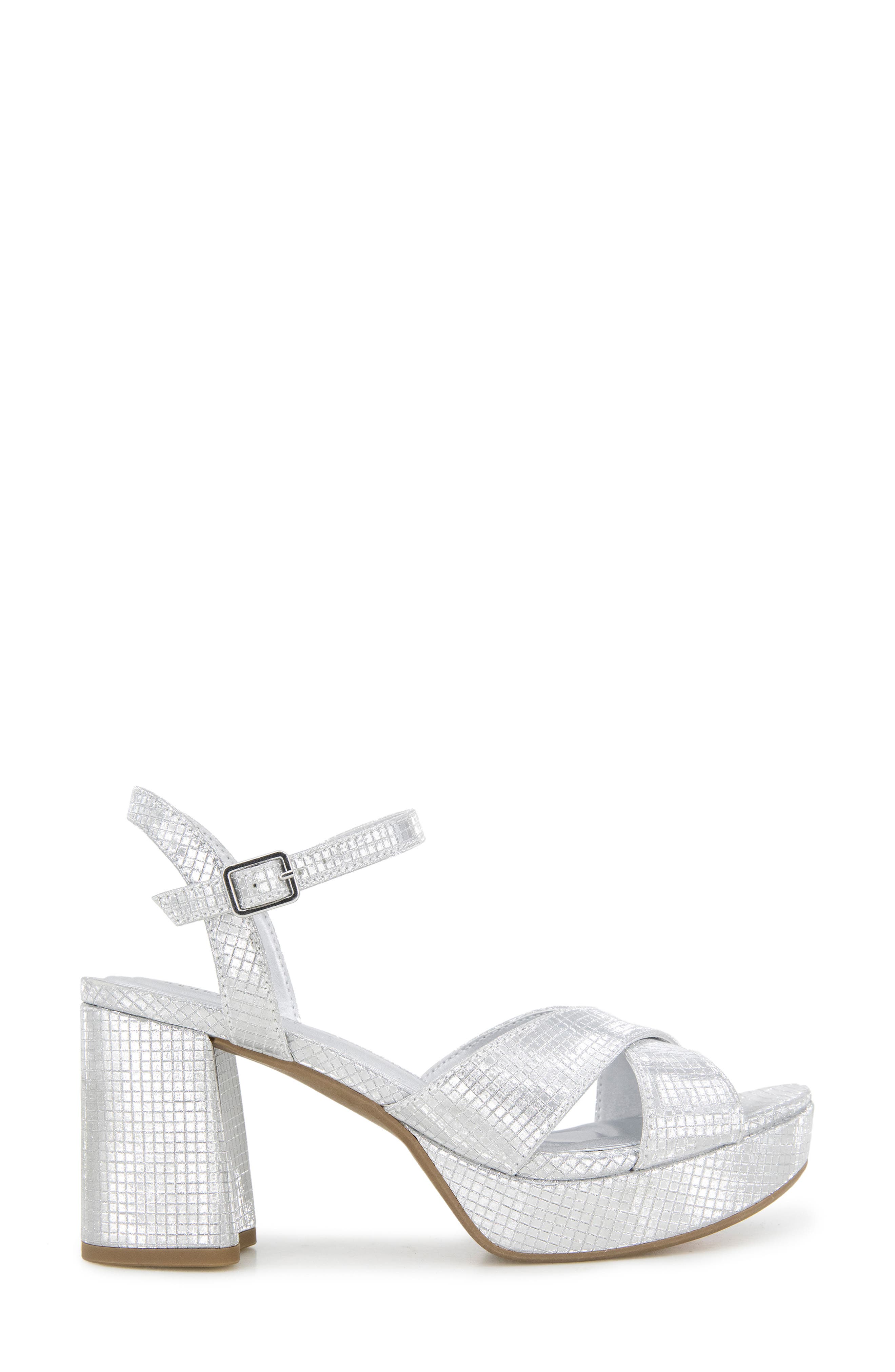 Reaction Kenneth Cole Reeva Platform Sandal, Alternate, color, Silver Grid Metallic