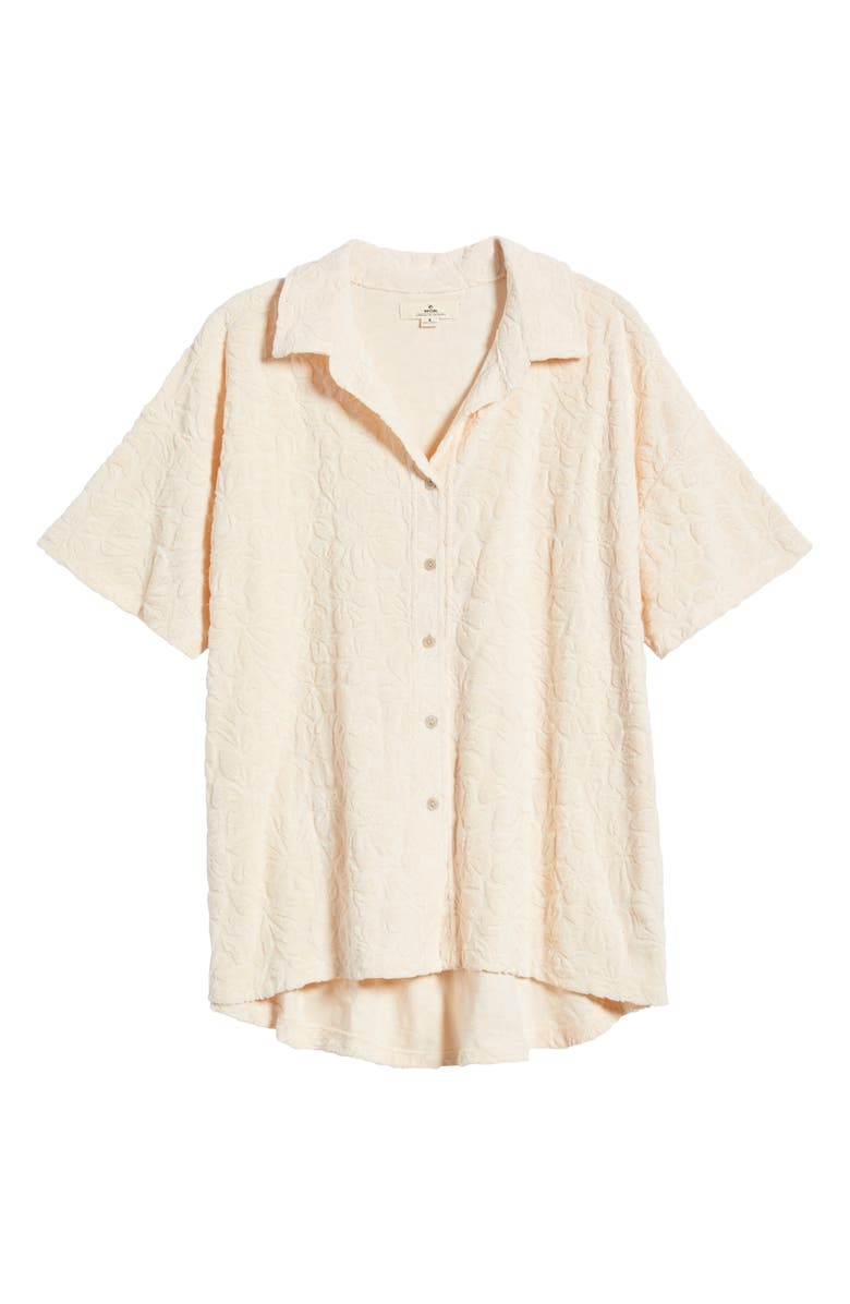 Rip Curl Las Dalias Short Sleeve Terry Button-Up Shirt, Alternate, color, Lily