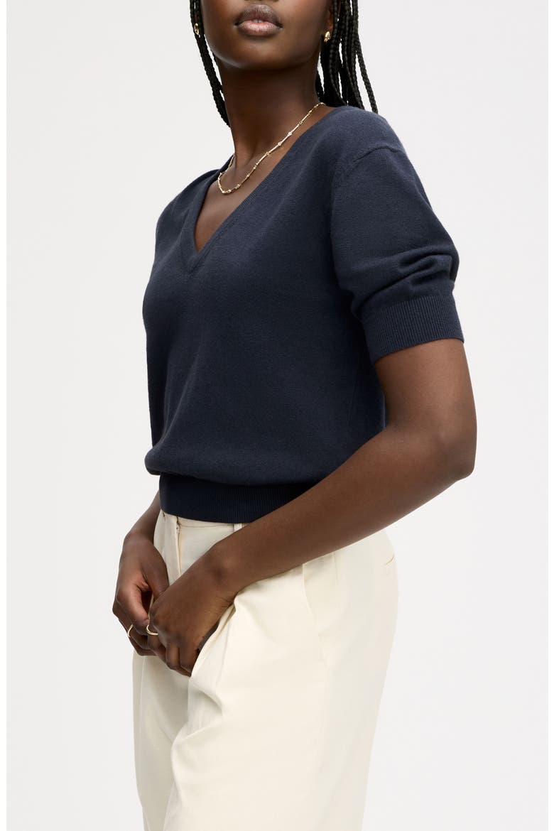 V-Neck Crop Sweater, Alternate, color, NAVY