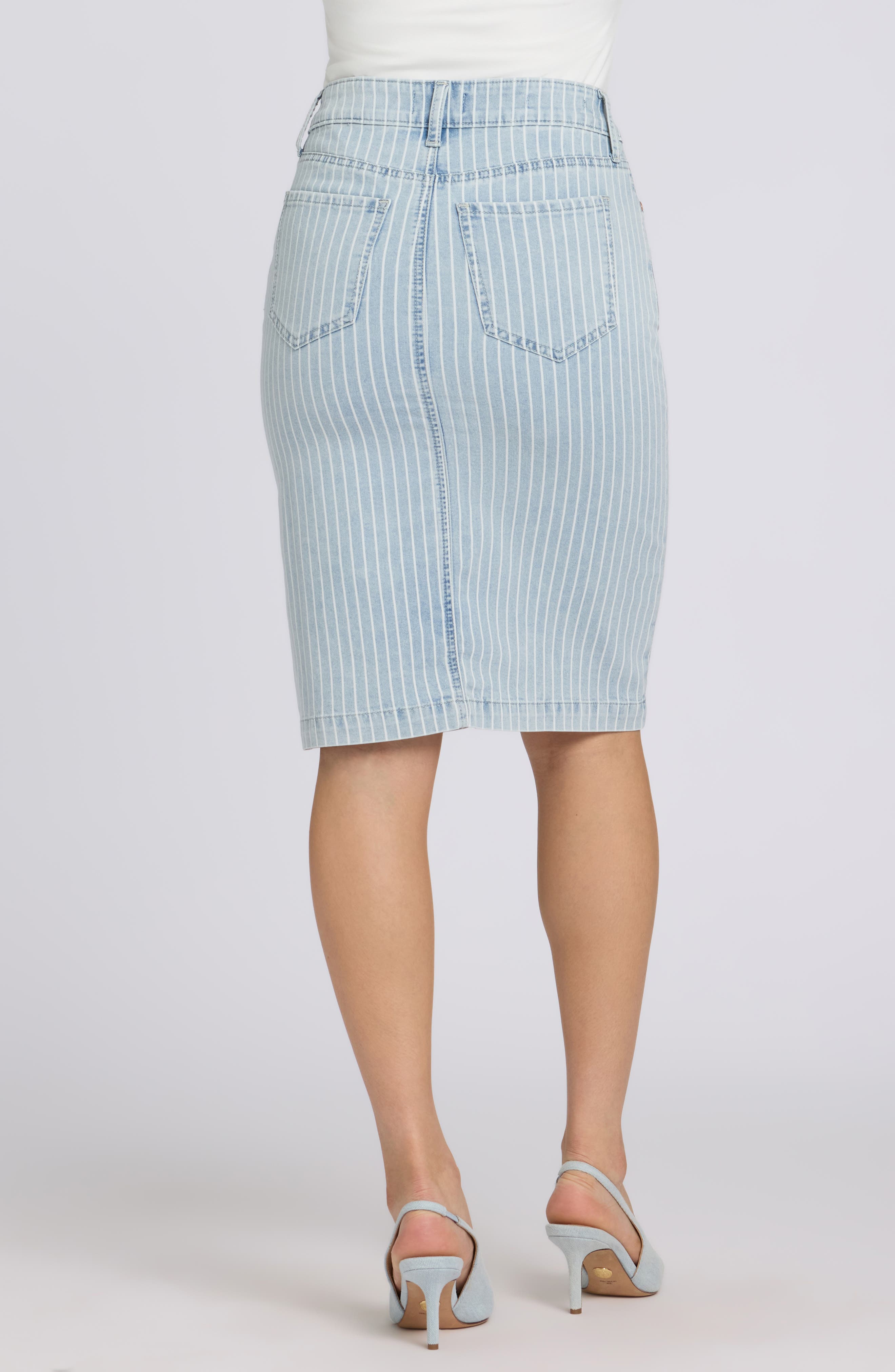 Stripe High Waist Denim Skirt - image 2