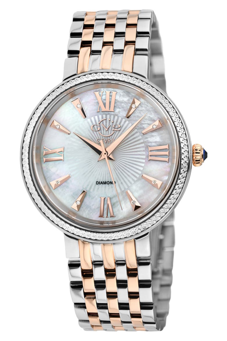 Genoa Diamond Dial Two-Tone Bracelet Watch, 37mm, Main, color, TWO TONE