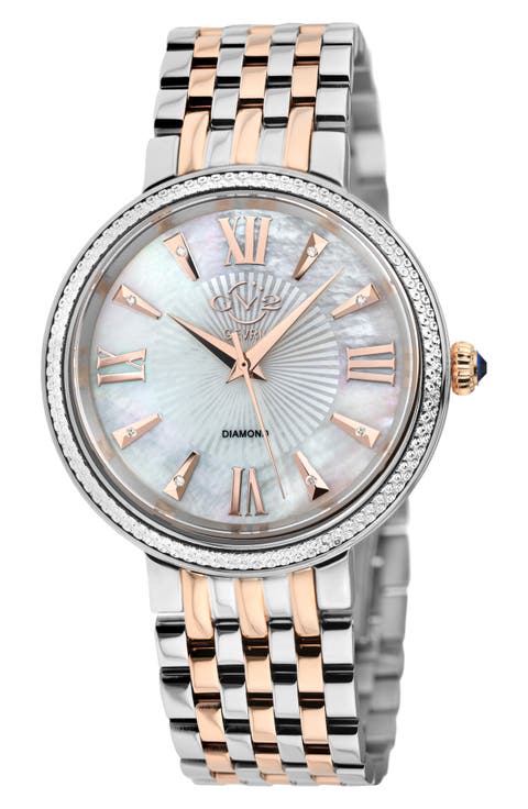 Genoa Diamond Dial Two-Tone Bracelet Watch, 37mm