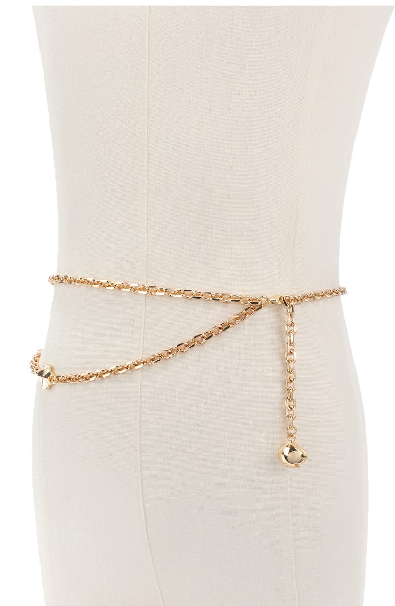 Kate Spade New York multi charm layered chain belt, Alternate, color, Polished Gold