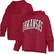 PRESSBOX Women's Pressbox Cardinal Arkansas Razorbacks Nelson Arch Over Logo Long Sleeve Hooded Slub T-Shirt
