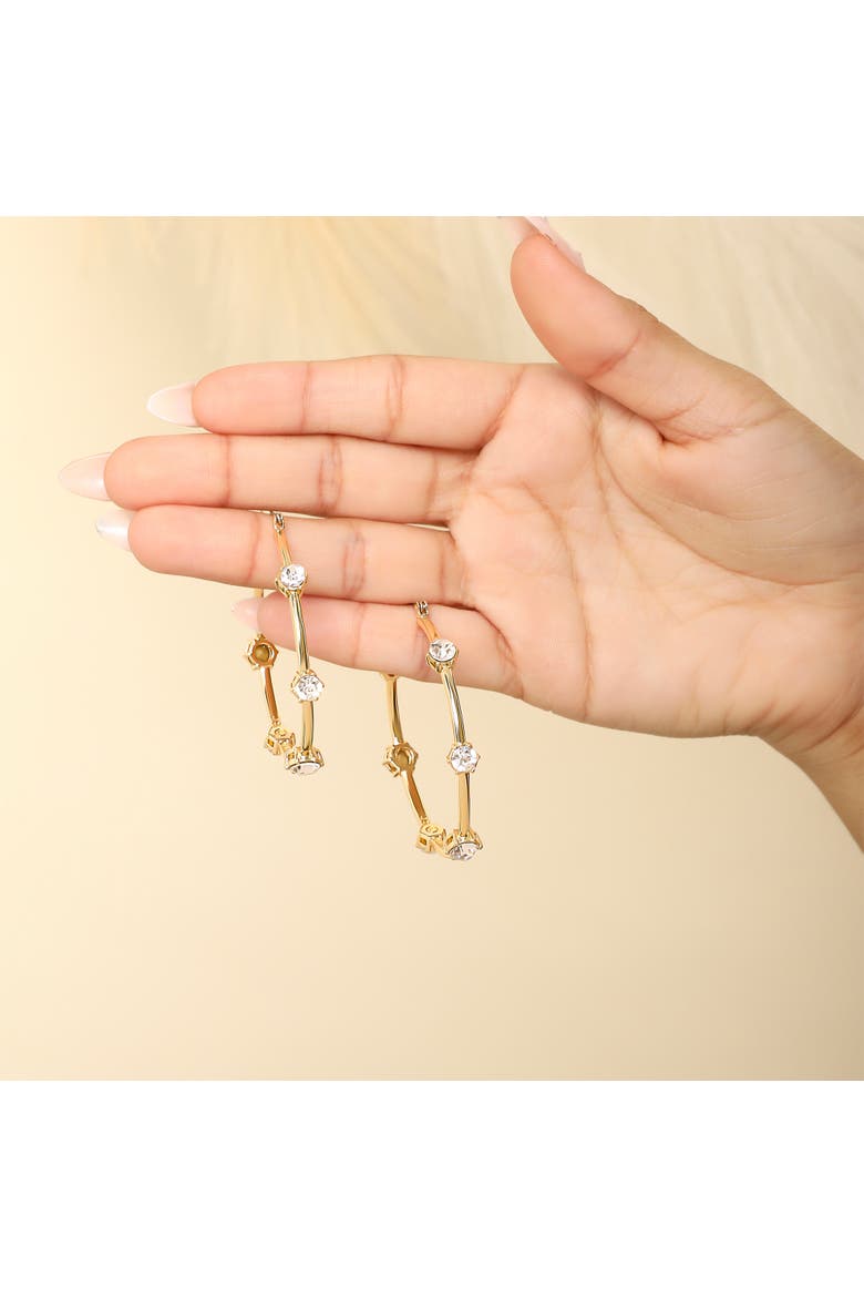 Drop and Hoop Earrings with Crystal Embellishments, Alternate, color, Gold