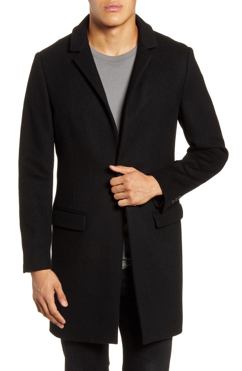 AllSaints Lockwood Slim Fit Wool Coat with Removable Bib Inset, Alternate, color, 