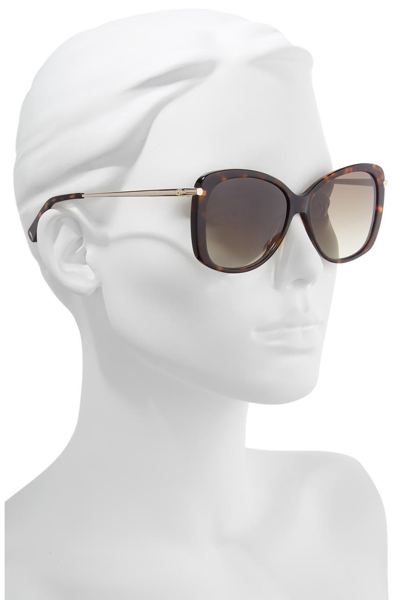 56mm Gradient Lens Butterfly Sunglasses, Alternate, color, DARK HAVANA