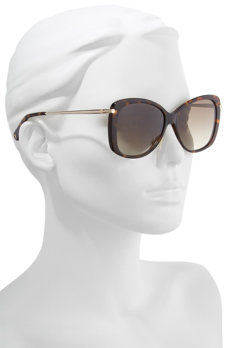 Longchamp 56mm Gradient Lens Butterfly Sunglasses, Alternate, color, Dark Havana
