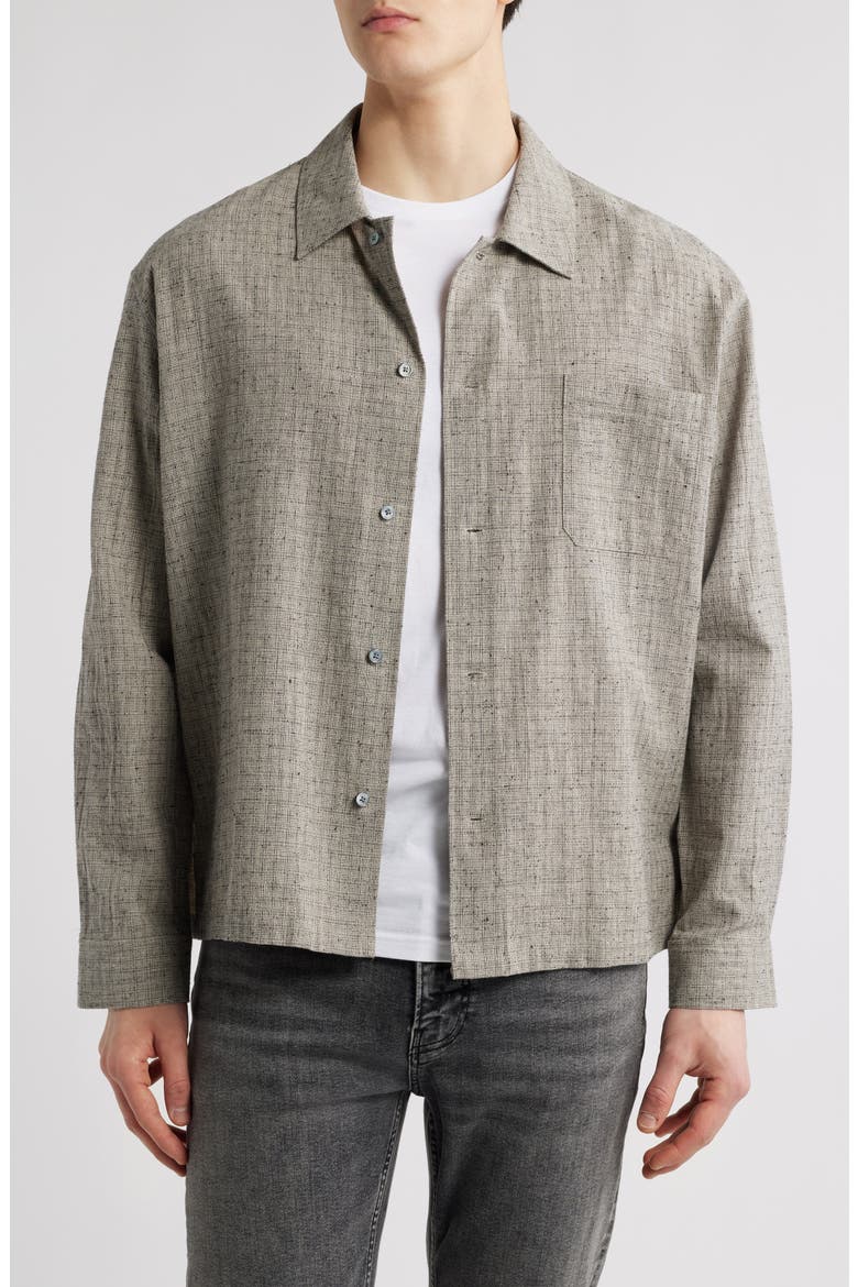 Textured Cotton & Linen Button-Up Shirt, Main, color, BEIGE MULTI