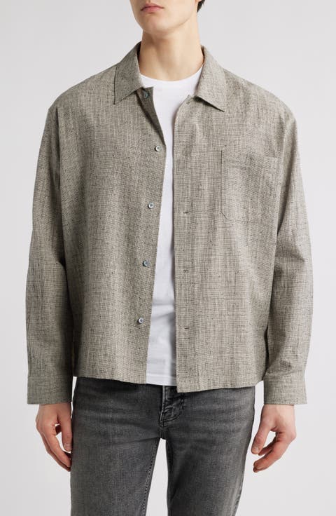 Textured Cotton & Linen Button-Up Shirt