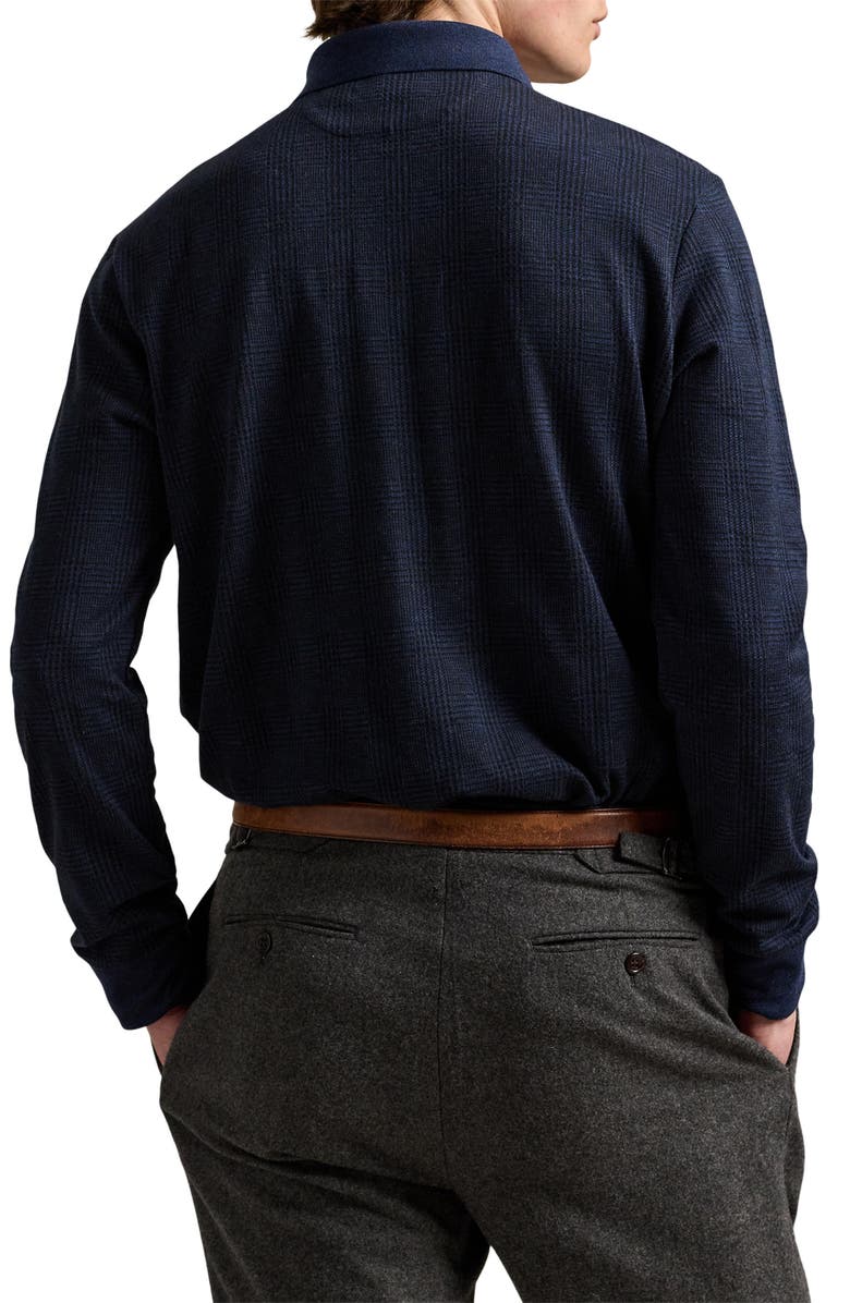 Polo Ralph Lauren Classic Fit Glen Plaid Long Sleeve Cotton Polo, Alternate, color, Jacquard Medieval Blue