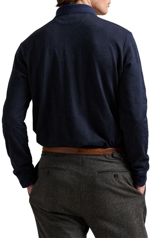 Polo Ralph Lauren Classic Fit Glen Plaid Long Sleeve Cotton Polo In Blue