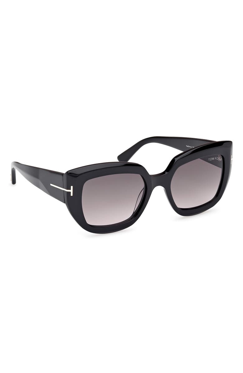 TOM FORD Saltzman 53mm Gradient Butterfly Sunglasses, Alternate, color, Black Eco / T Logo