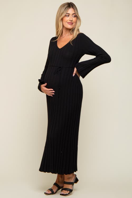 Pinkblush Ribbed Knit Maxi Dress In Black