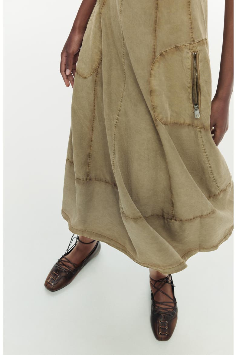 Sleeveless Denim A-Line Dress, Alternate, color, SAND