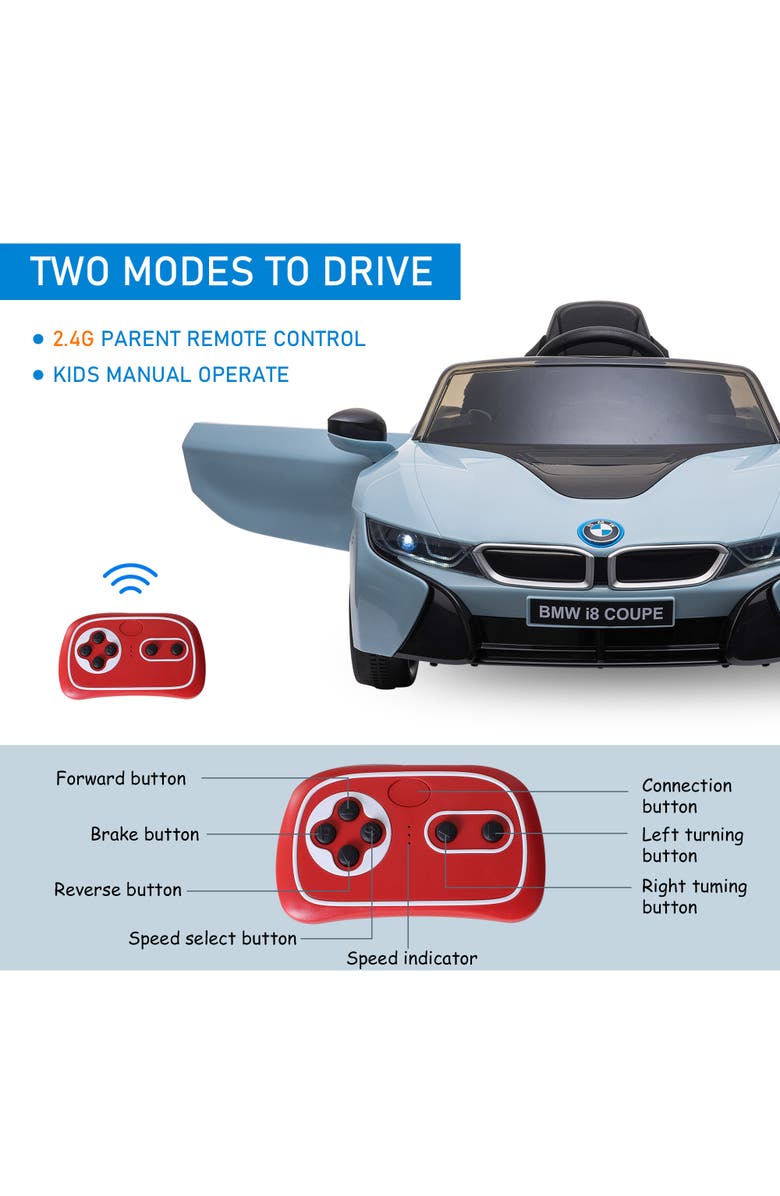 Aosom 6V Licensed BMW I8 Coupe Ride-On Car with Remote Control, Music, Alternate, color, Blue