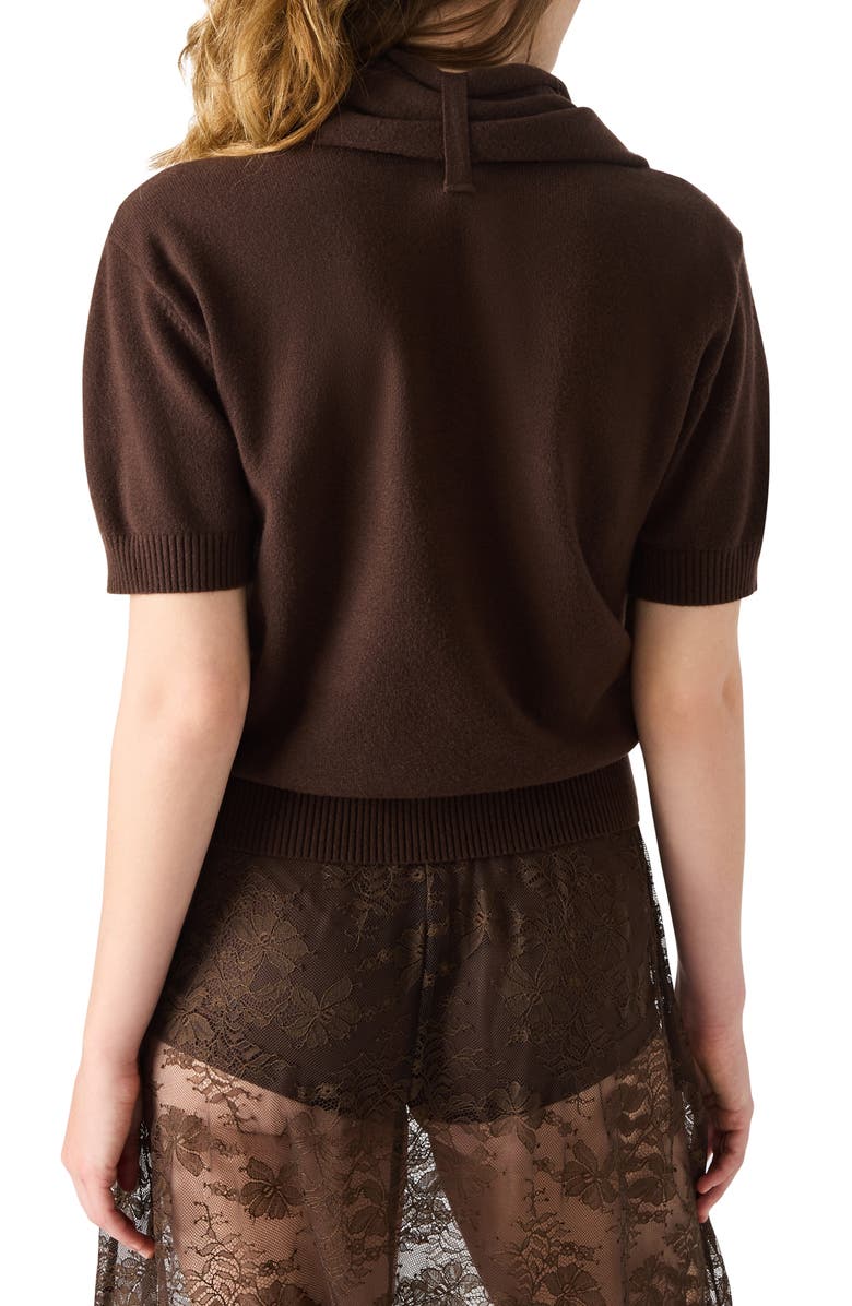 Steve Madden Hermia Short Sleeve Sweater, Alternate, color, Dark Espresso