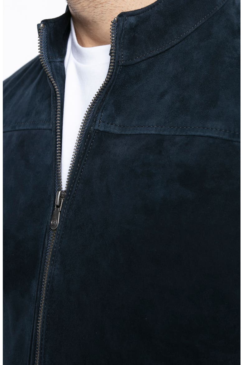 Suede Bomber Jacket, Alternate, color, NAVY