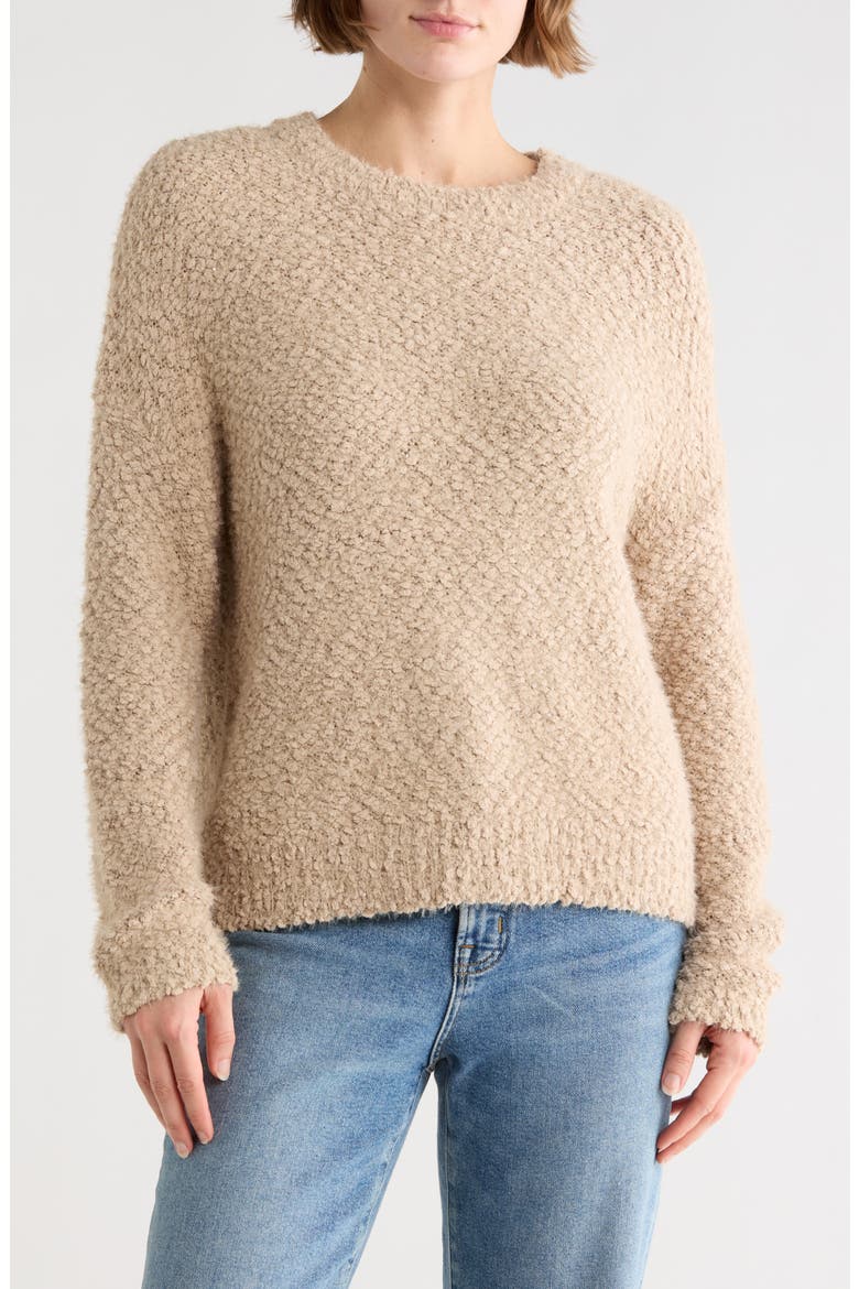 Bouclé Knit Sequin Pullover Sweater, Main, color, TAUPE