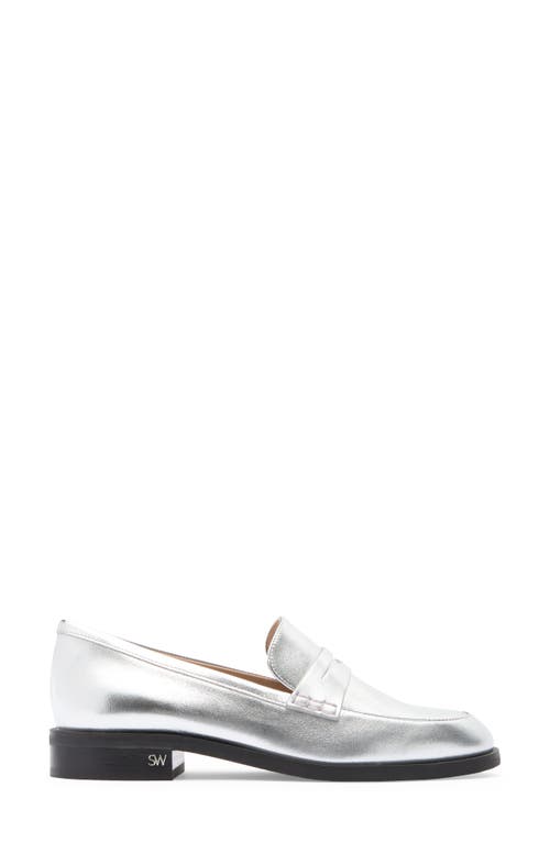 Stuart Weitzman Emi Penny Loafer In Silver