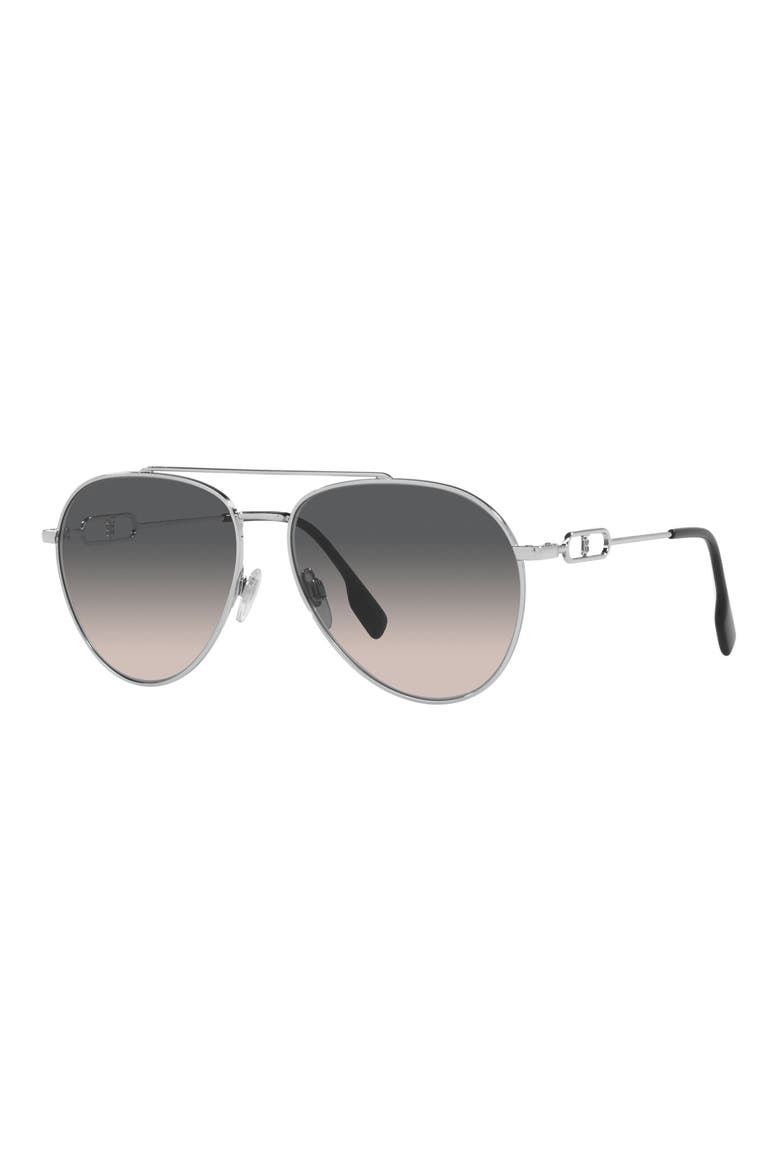 58mm Pilot Sunglasses, Alternate, color, SILVER/ LIGHT BROWN GREY