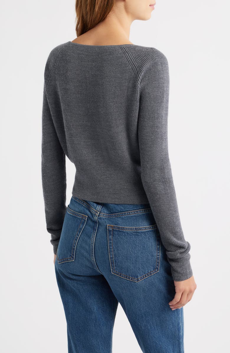 Reformation Meadow Wool Crop Cardigan, Alternate, color, Mid Grey