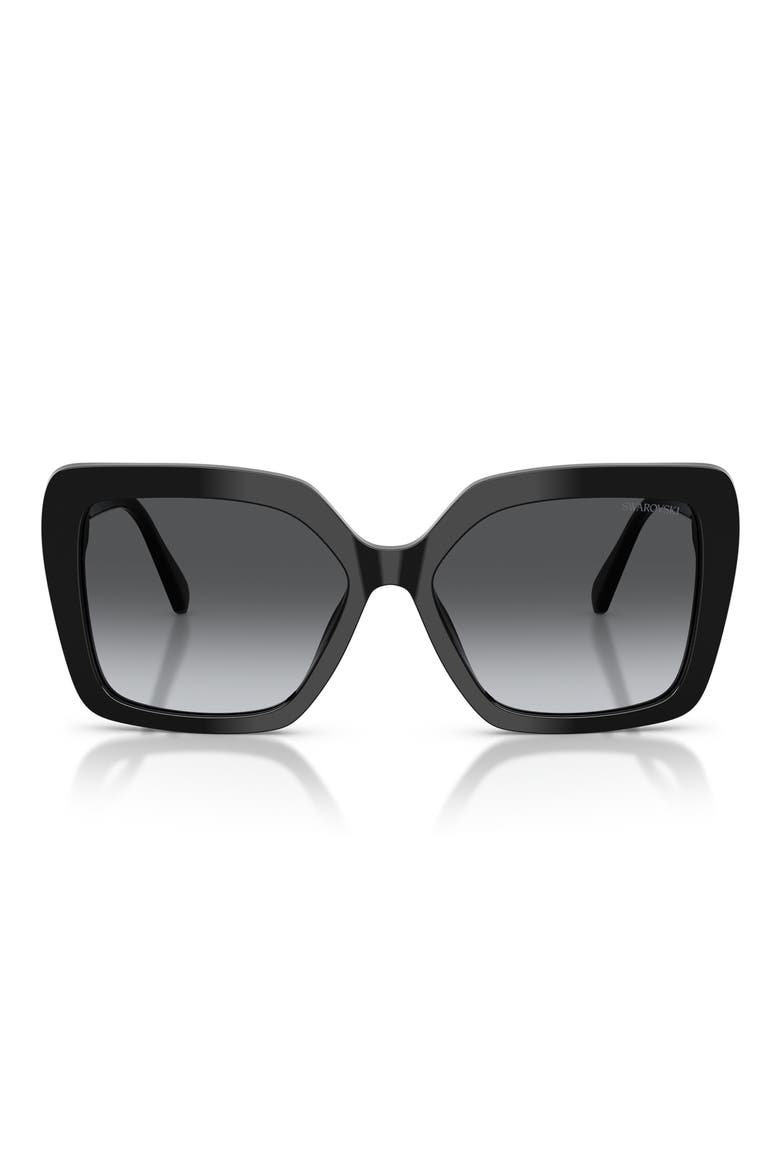 57mm Polarized Butterfly Sunglasses, Main, color, BLACK / GRADIENT GREY POLAR