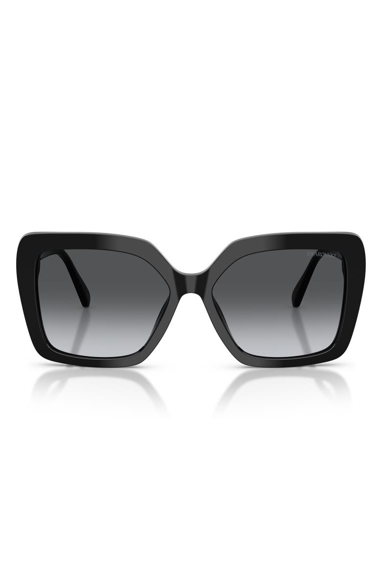 Swarovski 57mm Polarized Butterfly Sunglasses, Main, color, Black / Gradient Grey Polar