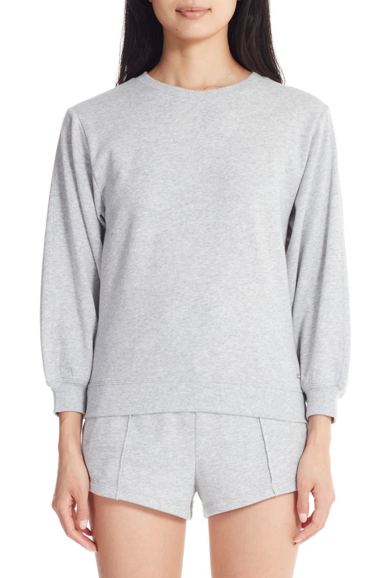 Puffed 3/4 Sleeve Pullover, Main, color, VAPOR HEATHER