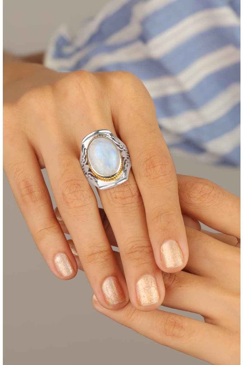 Moonstone Cabochon Statement Ring, Alternate, color, BLUE