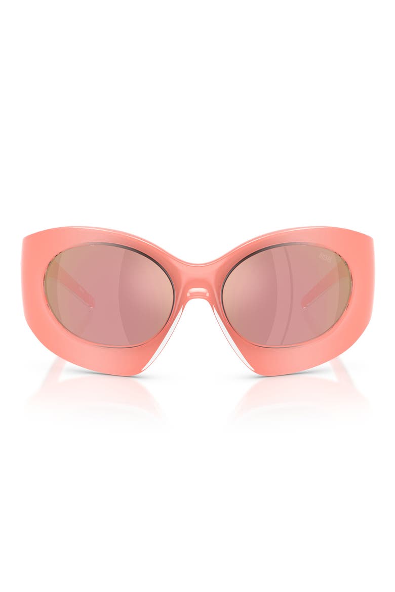 56mm Mirrored Cat Eye Sunglasses, Main, color, CRISTAL VARNISH PEACH / PINK