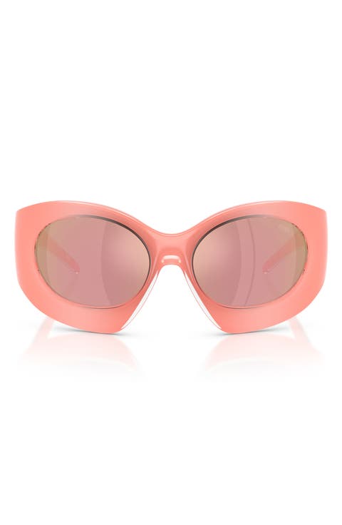 56mm Mirrored Cat Eye Sunglasses