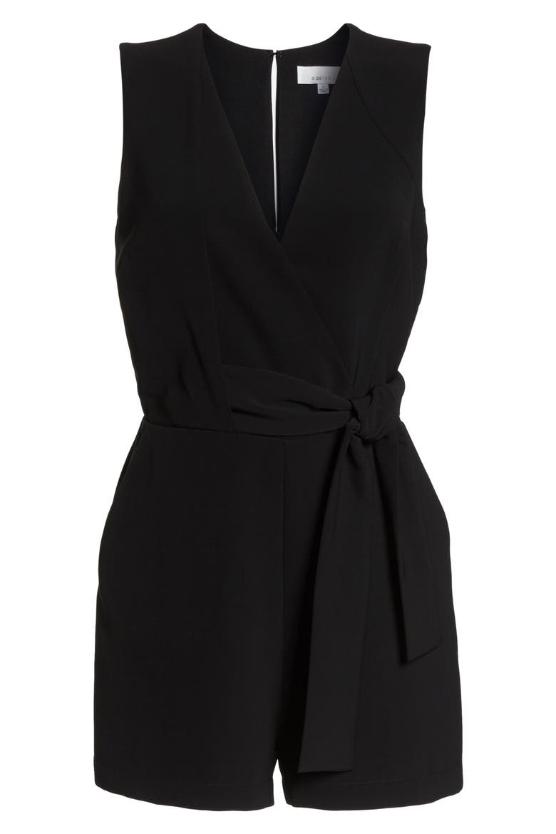 Val Sleeveless Romper, Alternate, color, BLACK