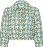 L'AGENCE Jia Houndstooth Wool Blend Tweed Crop Jacket