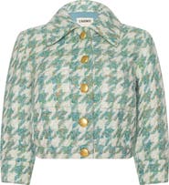L'AGENCE Jia Houndstooth Wool Blend Tweed Crop Jacket