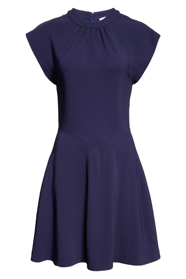 Gathered Cap Sleeve Dress, Alternate, color, INDIGO