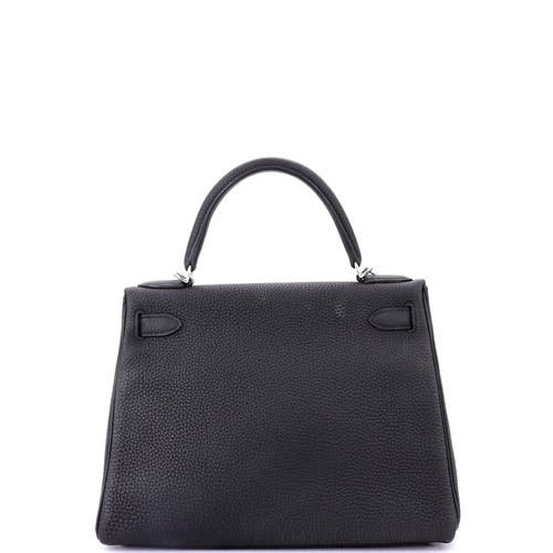 Pre-owned Hermes  Hermes Kelly Handbag Black Togo With Palladium Hardware 28 In Black