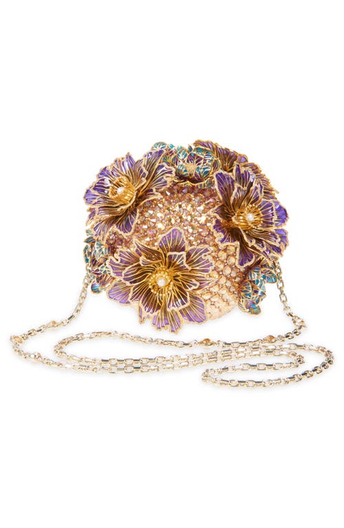 Judith Leiber Couture Glass Flowers Crystal Embellished Sphere Clutch In Champagne Prosecco Multi