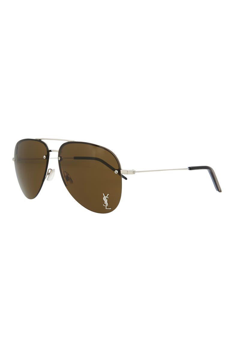 59mm Aviator Sunglasses, Alternate, color, SHINY SILVER