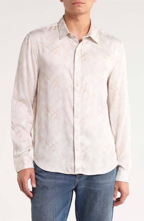 Rodney Print Long Sleeve Hidden Placket Shirt
