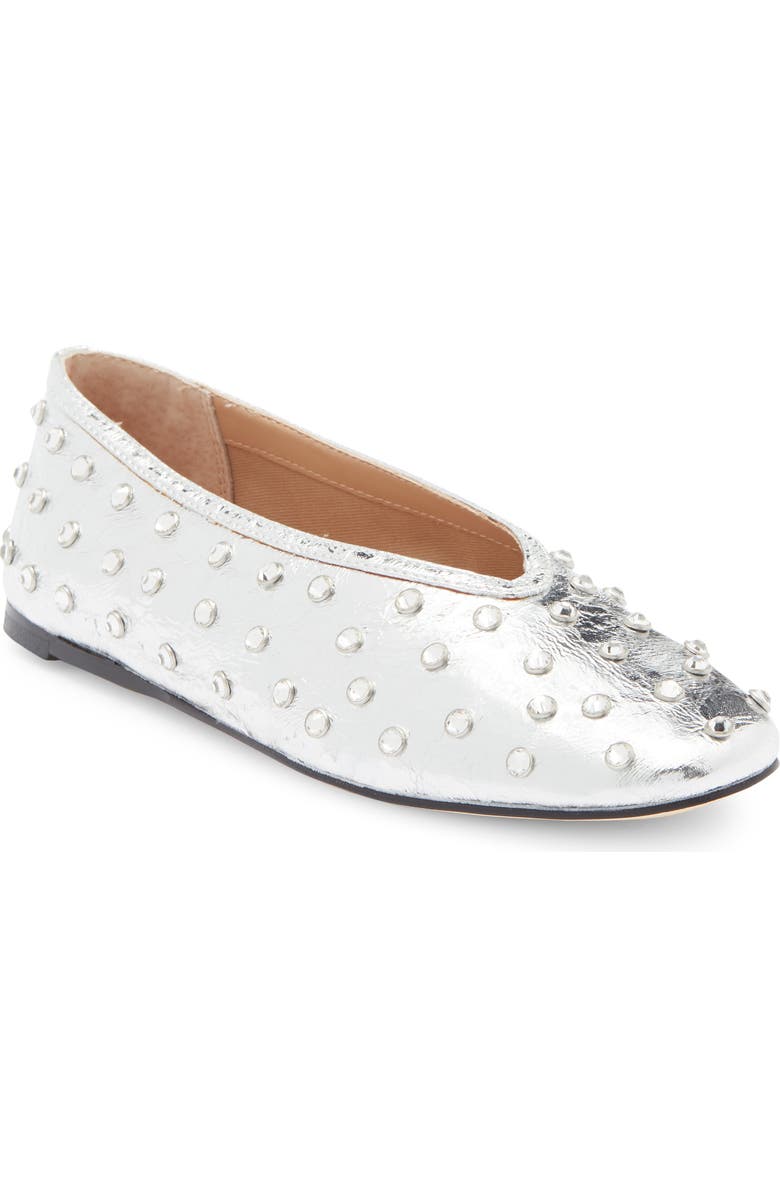 Steve Madden Leni Rhinestone Embellished Flat, Main, color, Silver