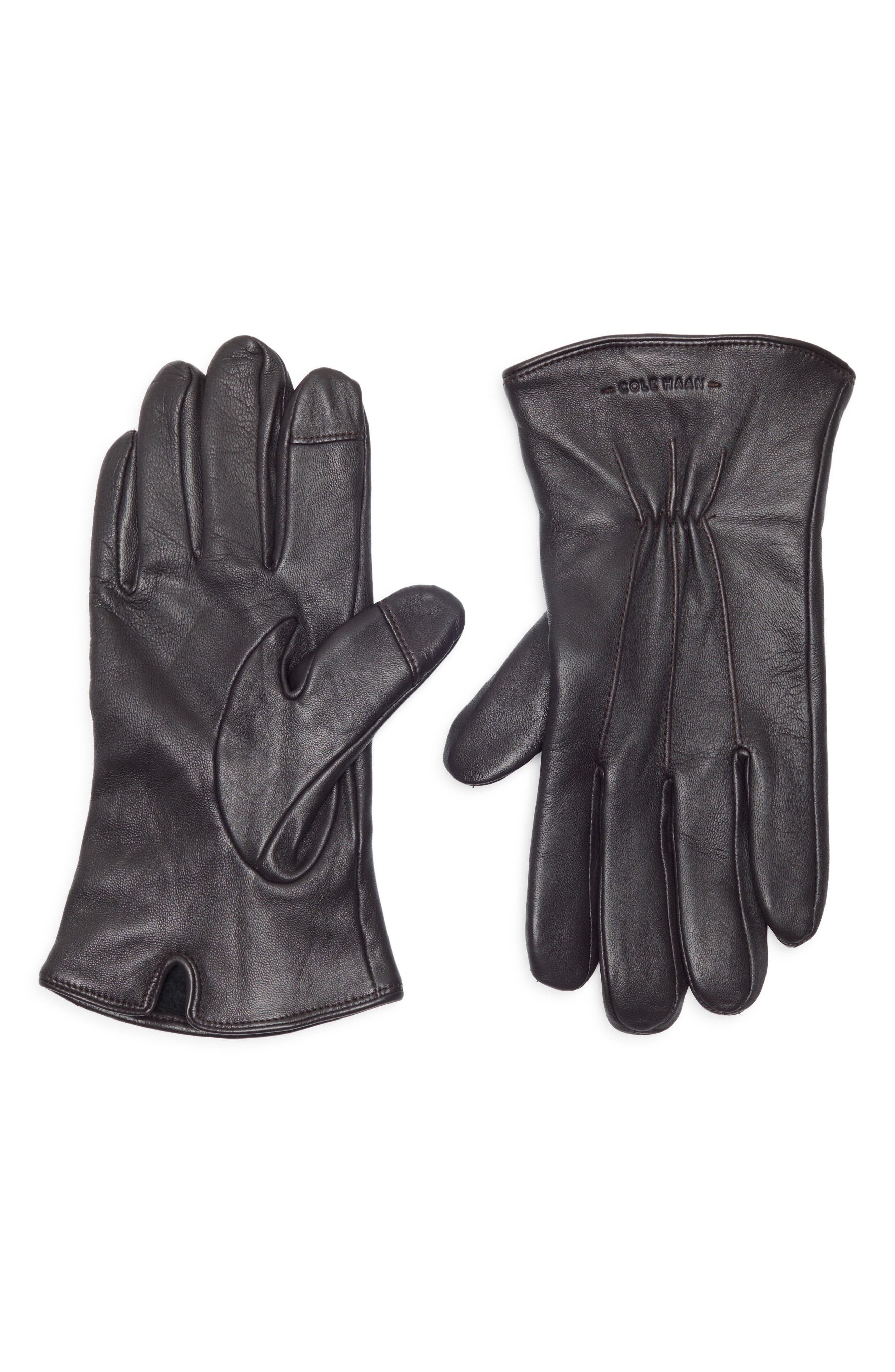 Cole Haan Leather Touchscreen Compatible Gloves