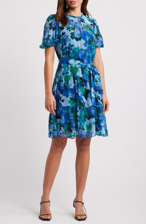 Floral Short Sleeve Tiered Dress