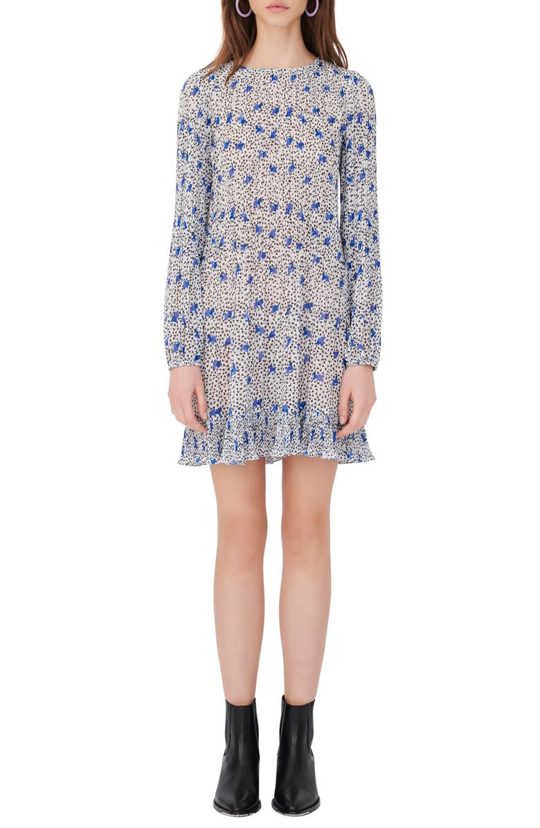 maje Abstract Print Long Sleeve Dress, Main, color, 